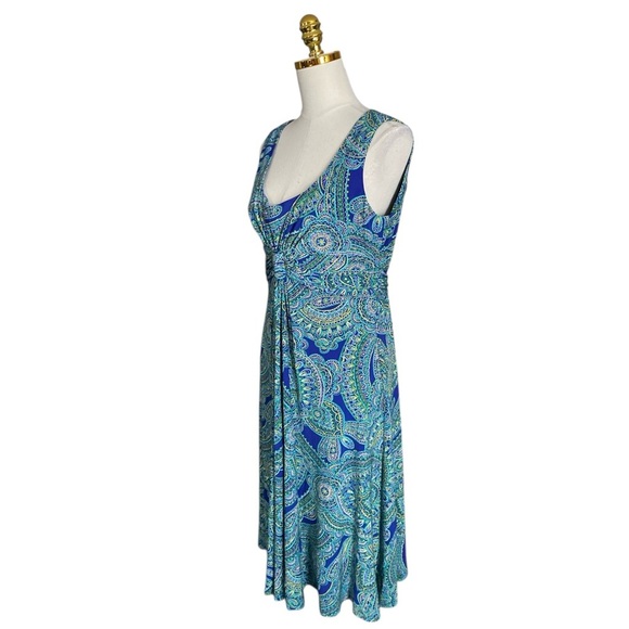 Jones New York  Stretch Sheath Paisley Print Sleeveless V-Neck Dress Size 12 - Picture 3 of 6